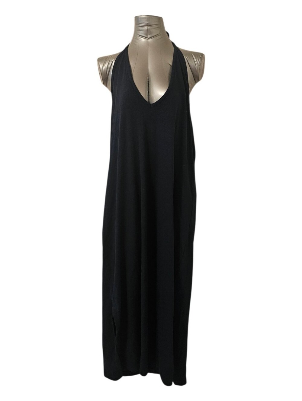 Blue Old Navy Women's Fitted Sleeveless Halter Rib-Knit Midi Dress